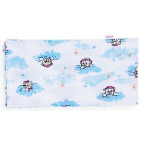   BB 2 db nyomott mintás textil cseh tetra pelenka kék felhős maci