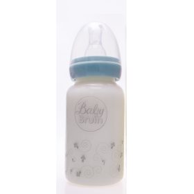   BabyBruin® hőálló üveg cumisüveg 120 ml szilikon etetőcumival, cseppmentes kupakkal fiú