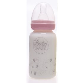   BabyBruin® hőálló üveg cumisüveg 120 ml szilikon etetőcumival, cseppmentes kupakkal lány