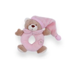 BB Plüss maci csörgő 14 cm pasztell rózsa